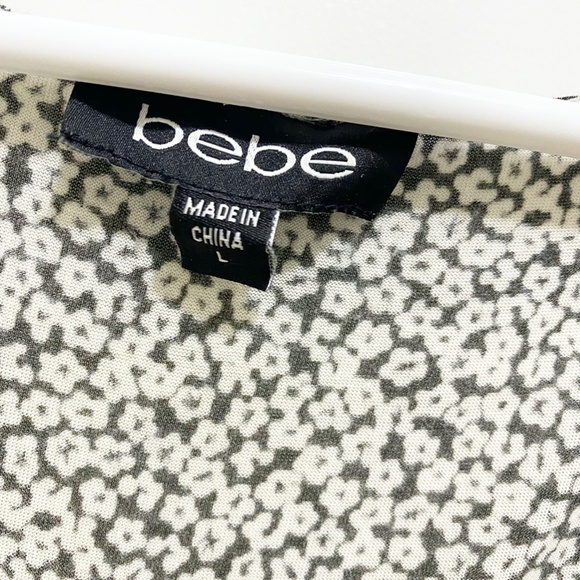 Bebe Floral Flowy A-Line High Low Tank Top Black White L - Picture 3 of 8